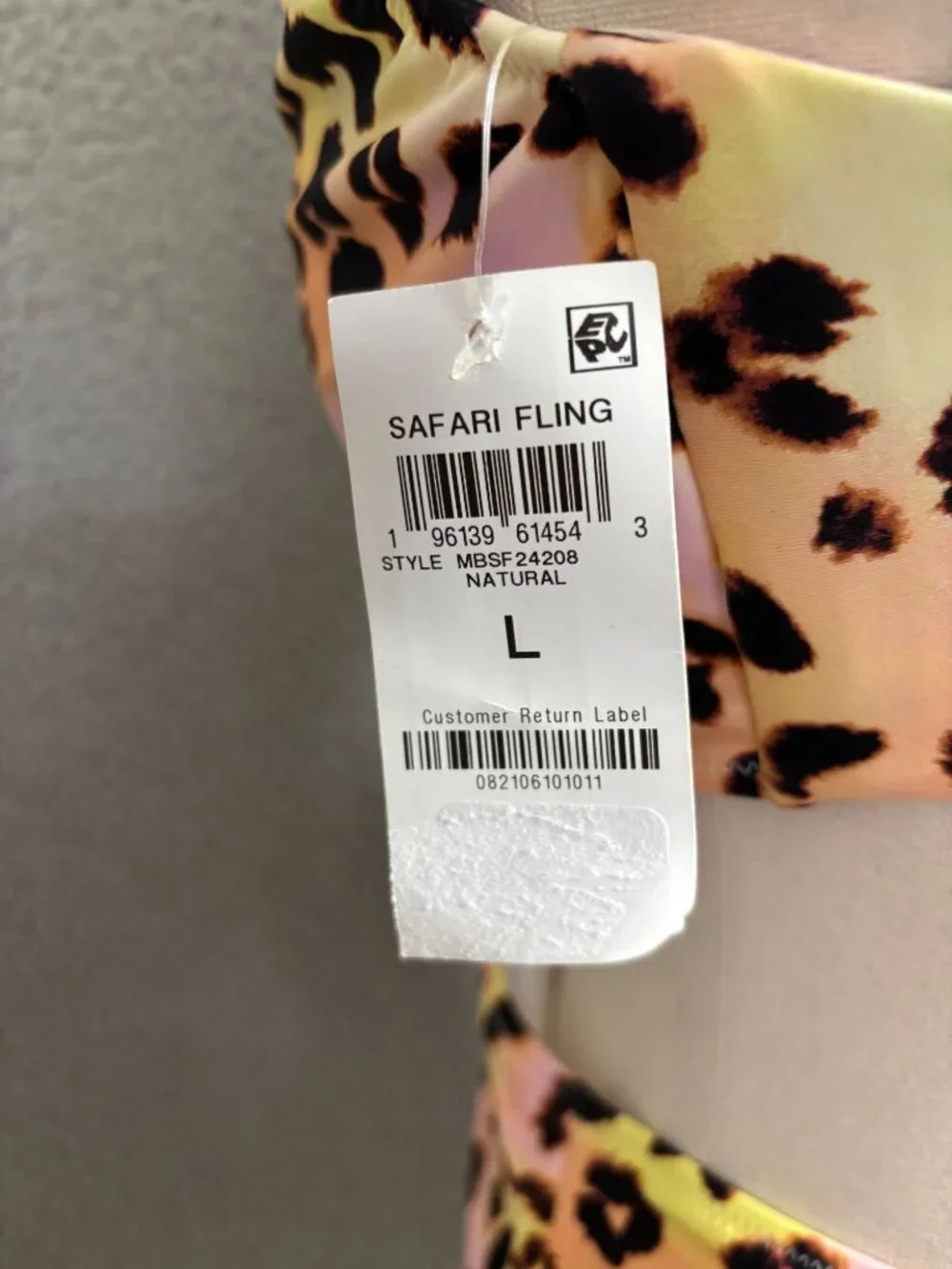 Bar III Leopard Print Monokini One-Piece Ring Detail Swimsuit Multi Size Lg NWT.